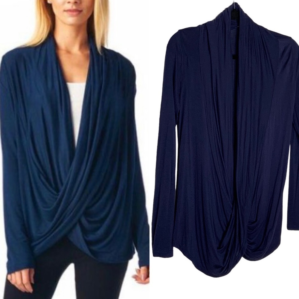 Popana navy blue wrap top. Size M
